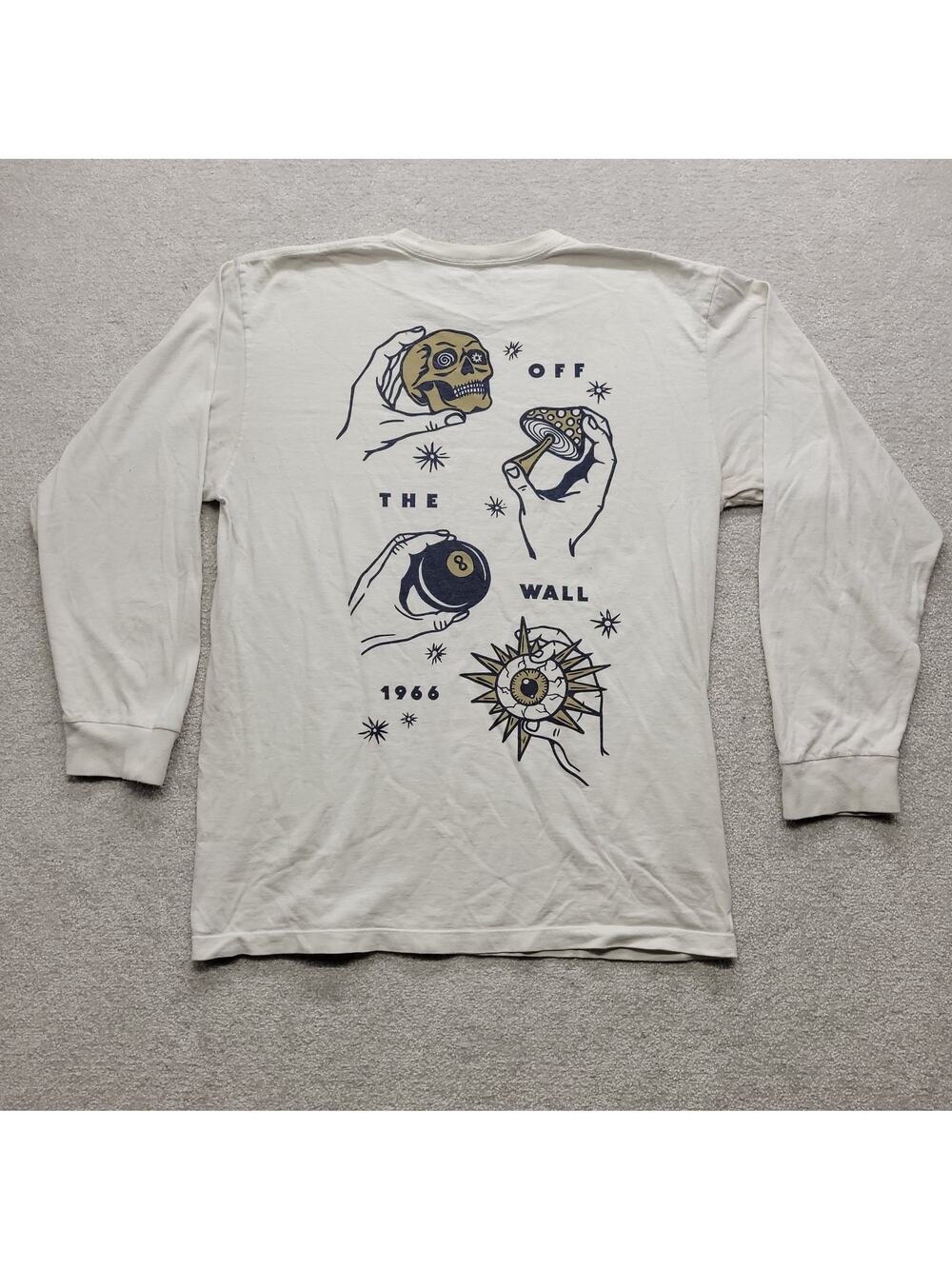 Vans Off The Wall Long Sleeve T Shirt Mens Large Skull Mushroom Graphic